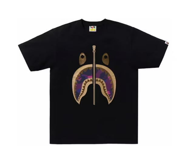 BAPE Color Camo Shark Tee SS24 Black Purple Cheap Academia Jordan Outlet