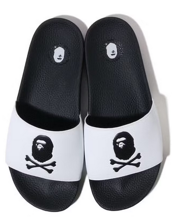 A Bathing Ape Slide Sandals Crossbone White Pure Soles PH