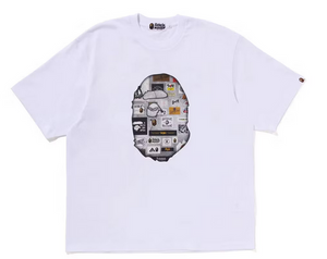 BAPE Multi Logo Big Ape Head Relaxed Fit Tee White