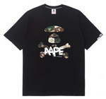 Load image into Gallery viewer, AAPE Moonface camo graphic Green/Brown Tee Black
