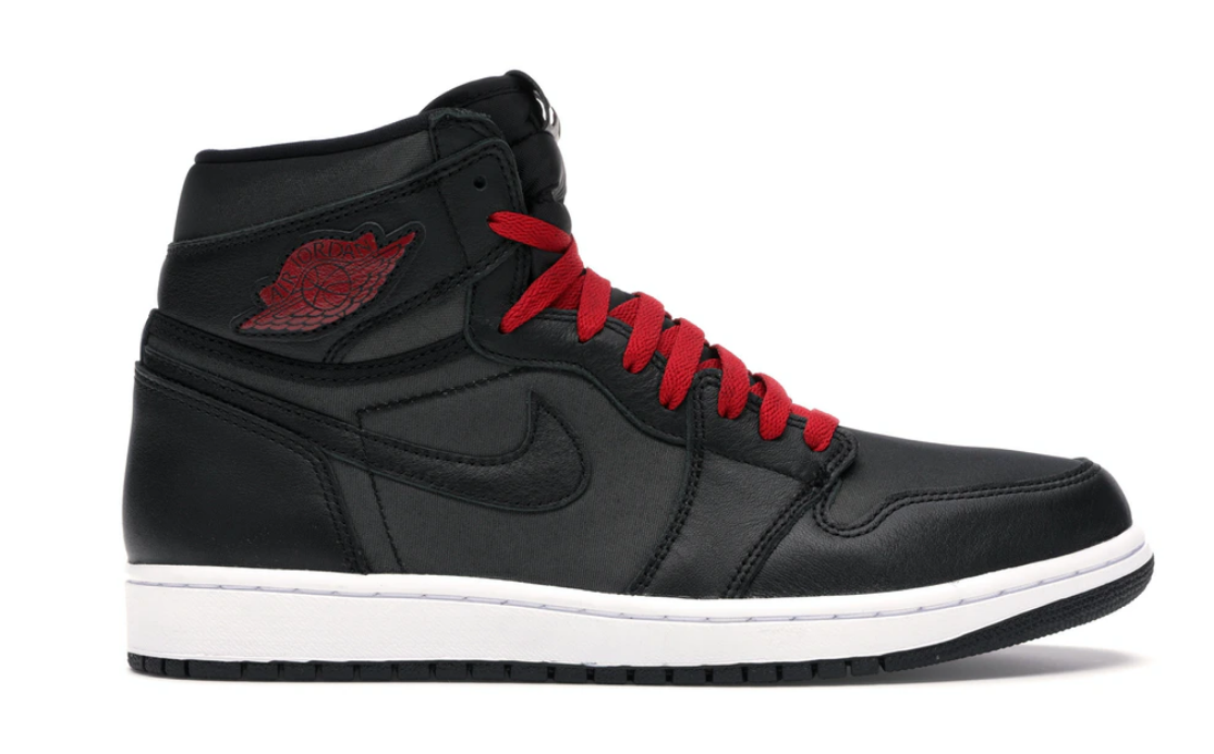 j1 black satin gym red