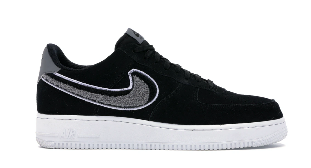 Nike Air Force 1 Low 3D Chenille Swoosh Black Cool Grey - Pure Soles PH